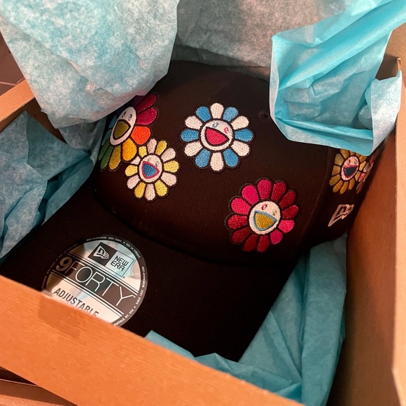 New Era x Takashi Murakami Flower Allover Cloth Strap 9Forty Hat Black - Picture 5 of 9